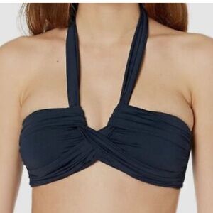 SEAFOLLY navy bandeau peacock blu swim bikini top US size 6 NWT
